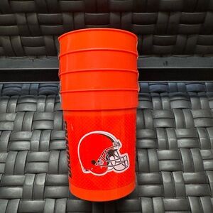 FOUR CLEVELAND BROWNS NFL FOOTBALL SPORTS Tailgate CUPS NEW Orange